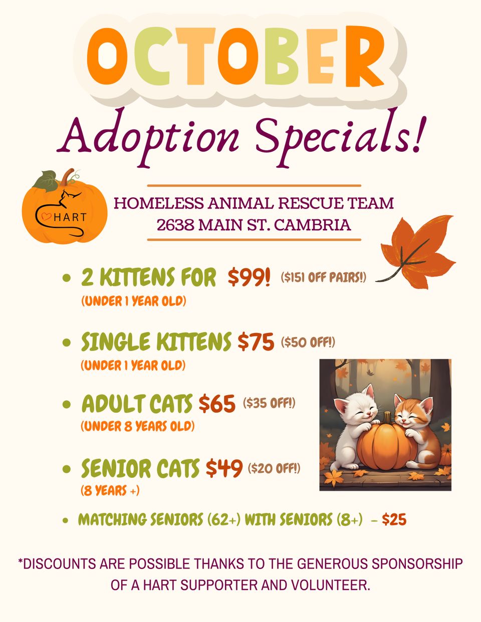 October adoption specials
