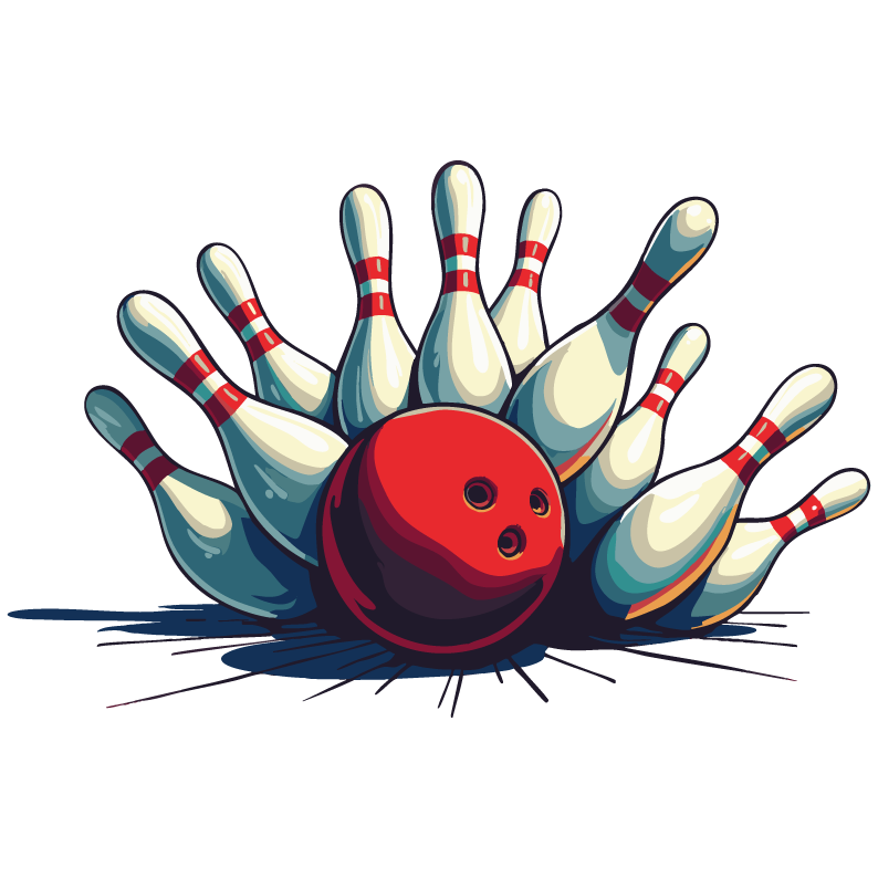 Bowling   pins and red ball 5
