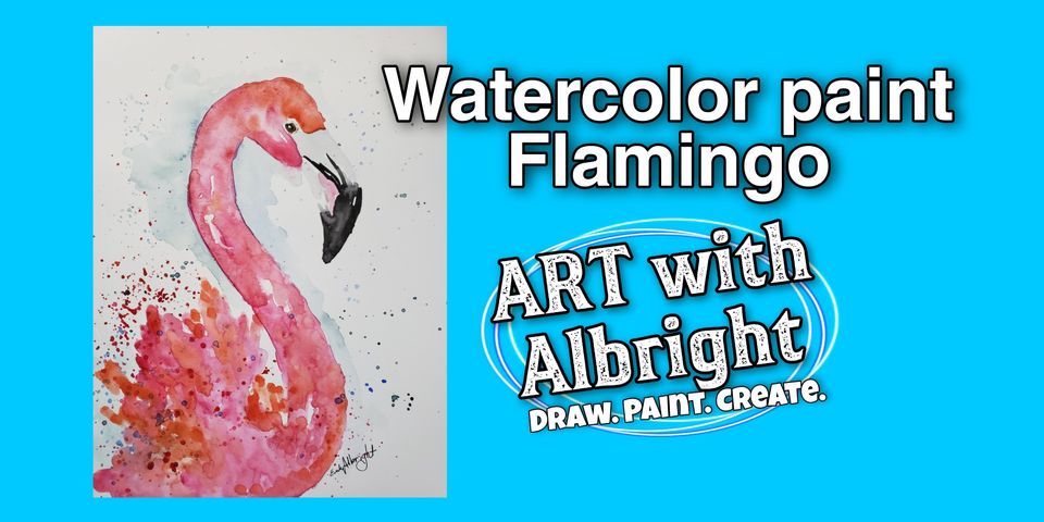 pink flamingo watercolor how to paint painting for kids artist Emily Albright