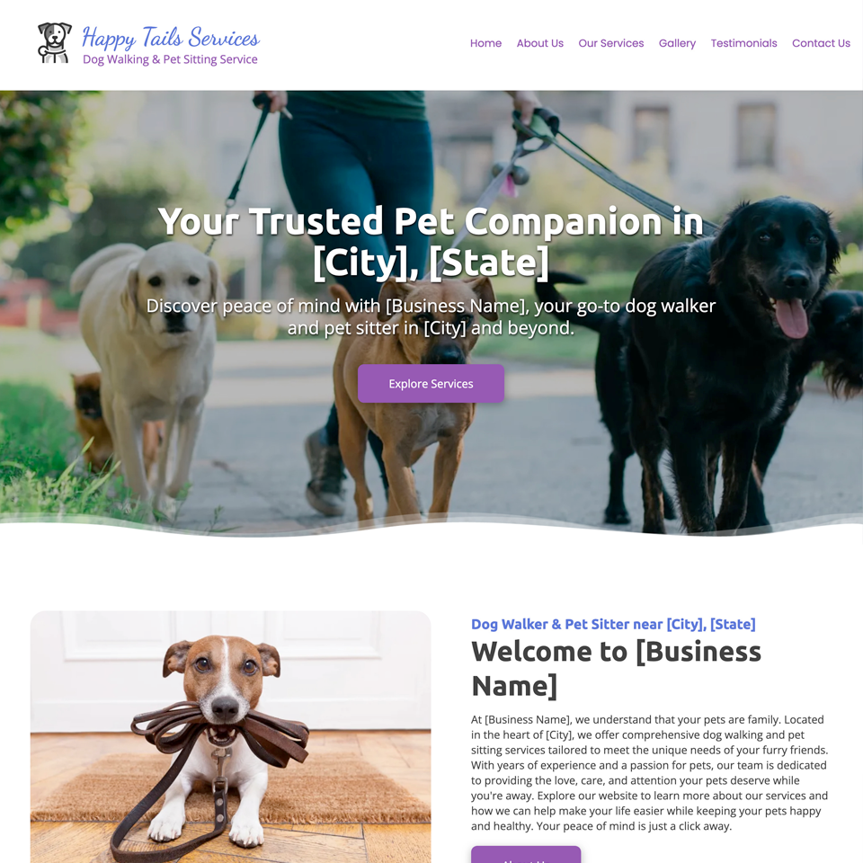 Best dog walker pet sitting website design theme