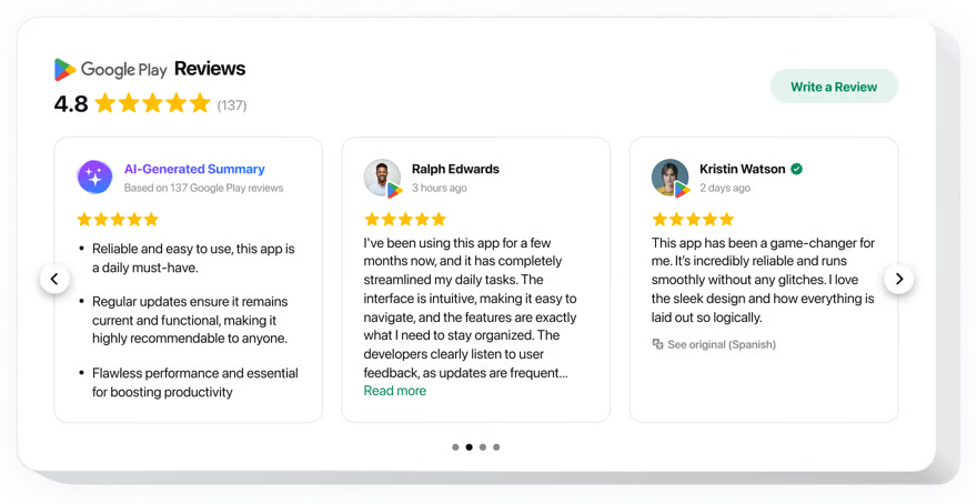 Google play reviews webspace launcher