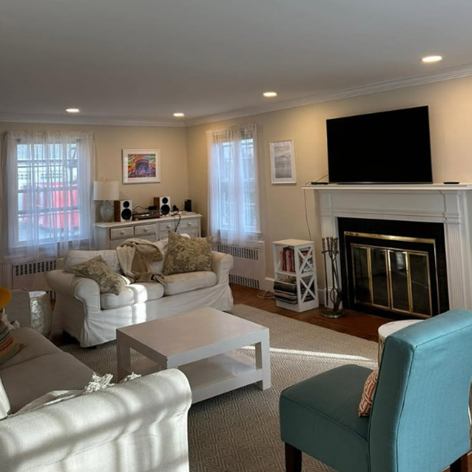 Living room fireplace and built ins