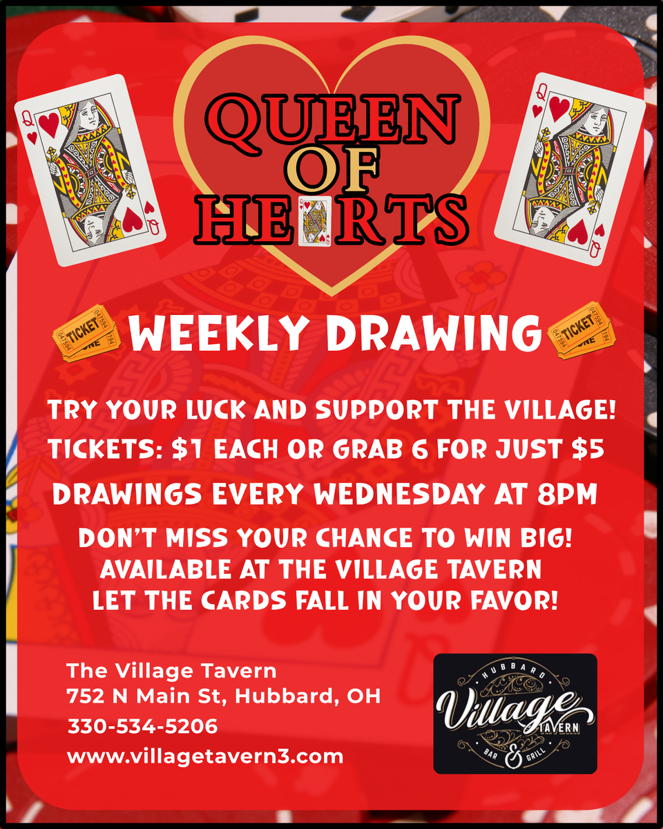 Village tavern queen of hearts flyer (8 x 10 in)