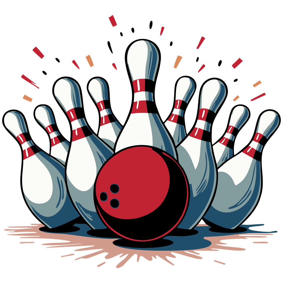 Bowling   pins and red ball 3 07