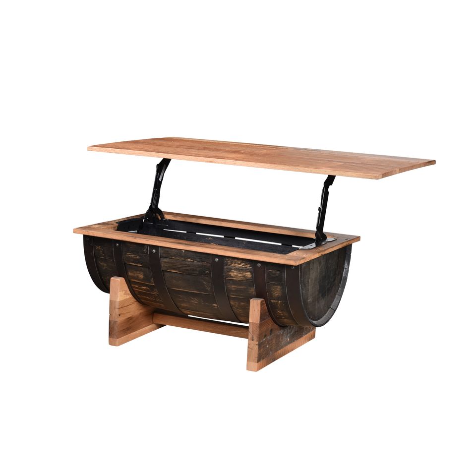 Ubw half barrel coffee table lift top