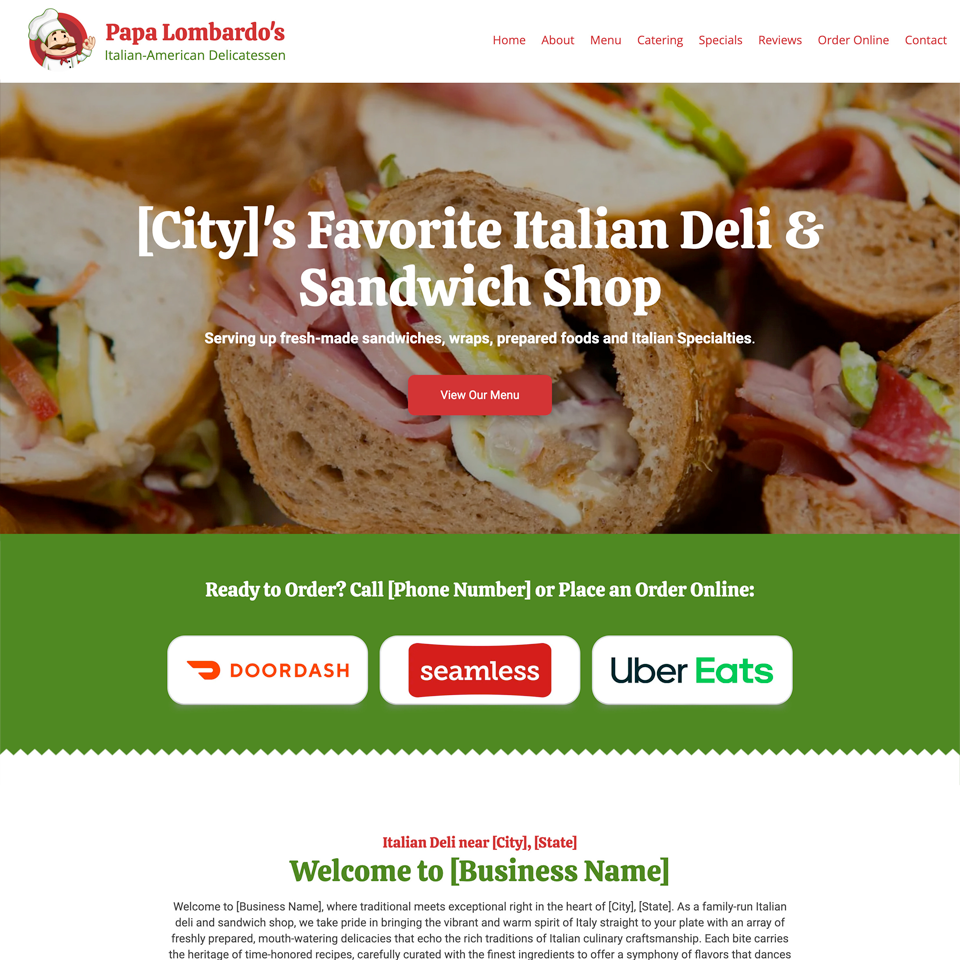 Italian deli website design template
