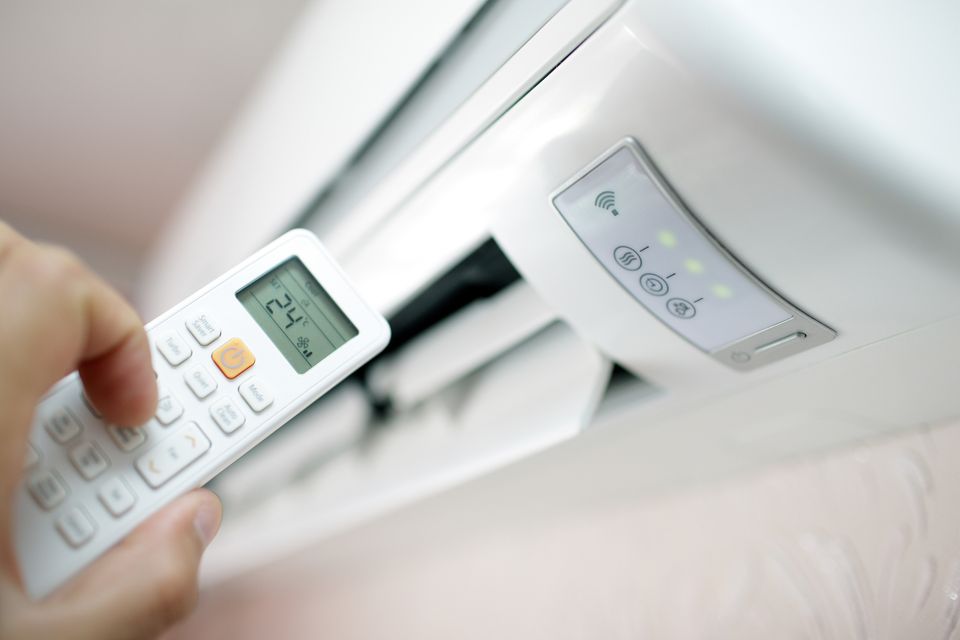 Remote control for a ductless mini-split air conditioner displaying cooling mode. Professional mini-split AC installation, repair, maintenance, and replacement services by SoCal Air Conditioning & Heating in the Coachella Valley.