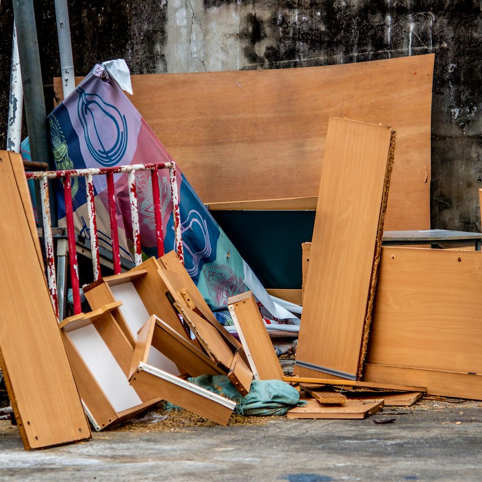Stack chairs construction site