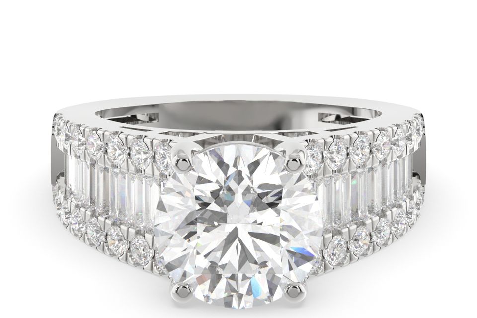 Round baguette lab ring 