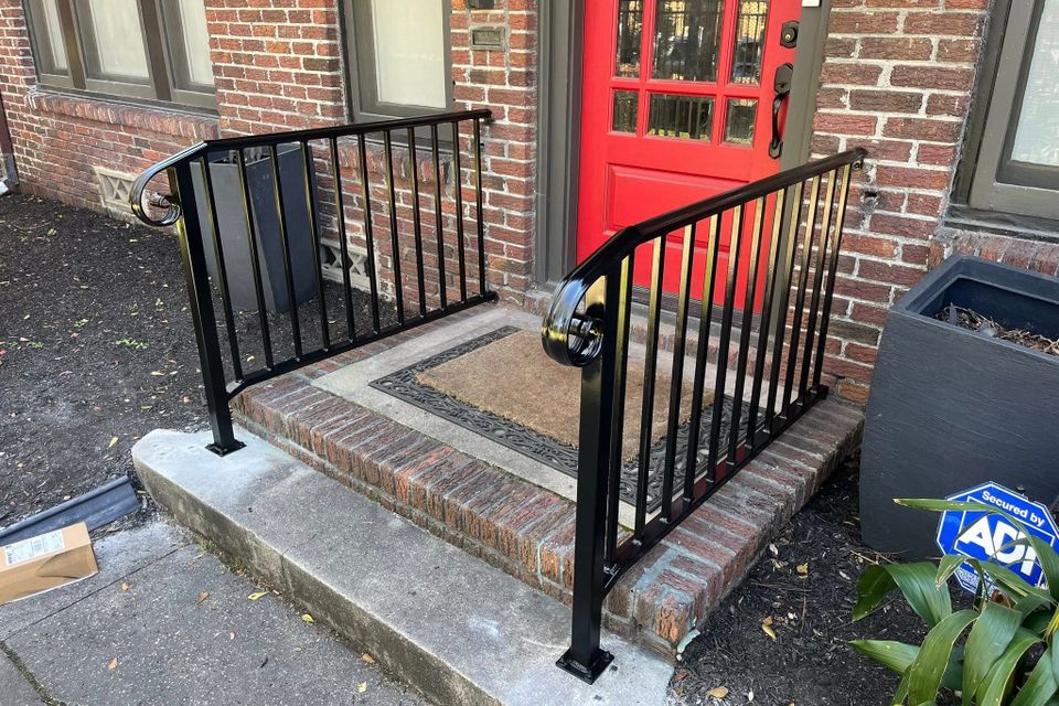 Black iron welded handrials for front porch