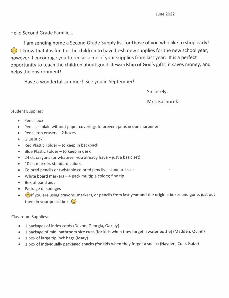 Classroom supply lists 2022 0005