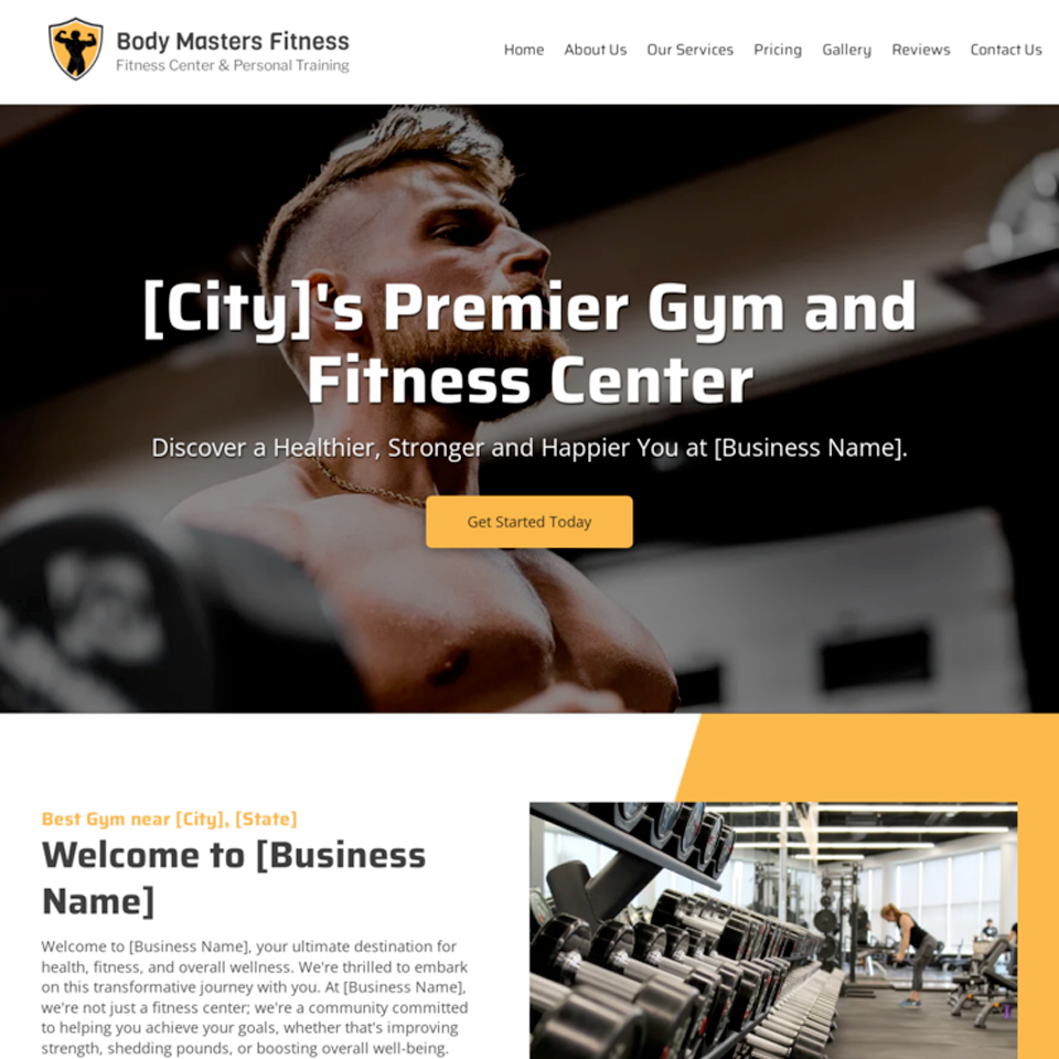 Gym website design template