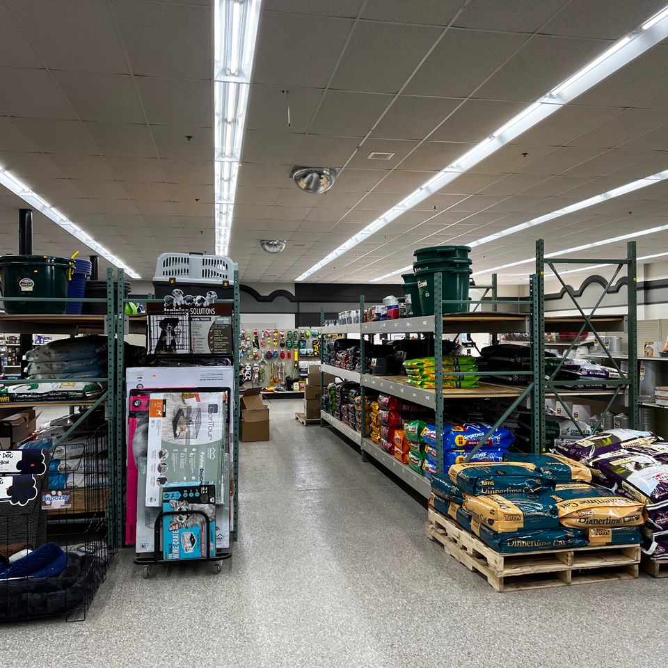 Finished pet food aisle