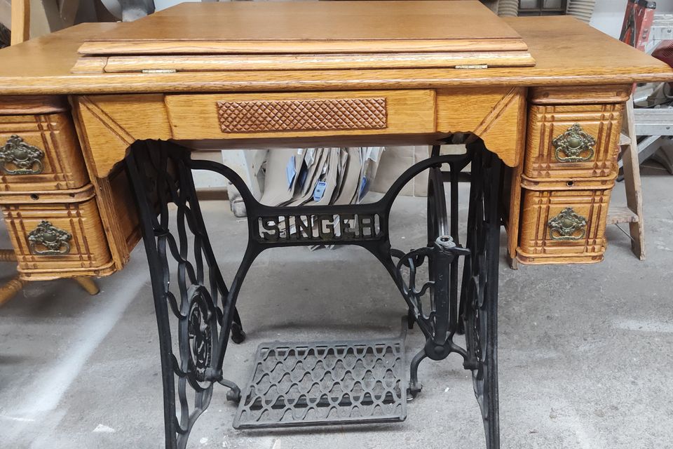 Antique restoration sewing machine cabinet ts