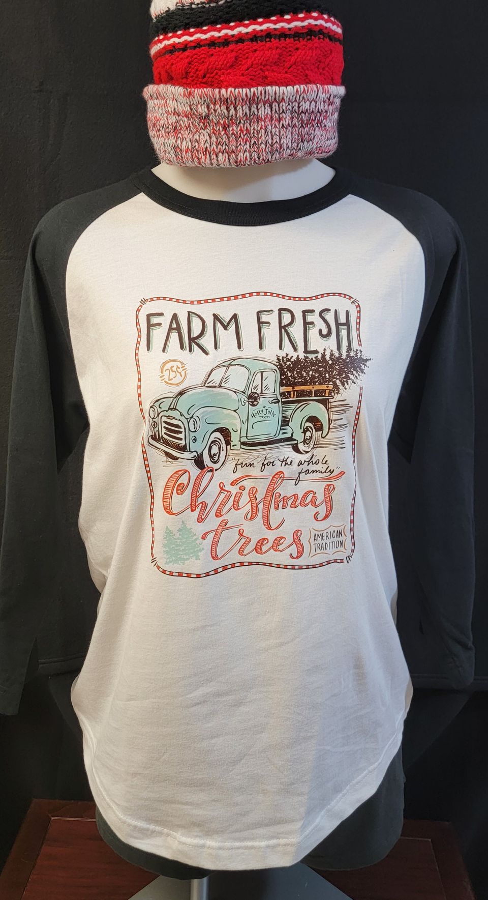 "Farm Fresh Christmas Trees" t-shirt designed by SaRi's Creations using Direct to Film (DTF) technique. 