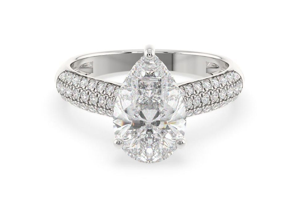 Pear lab engagement ring