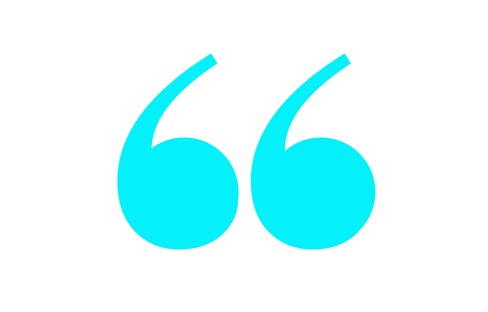 Quotation marks in aqua 