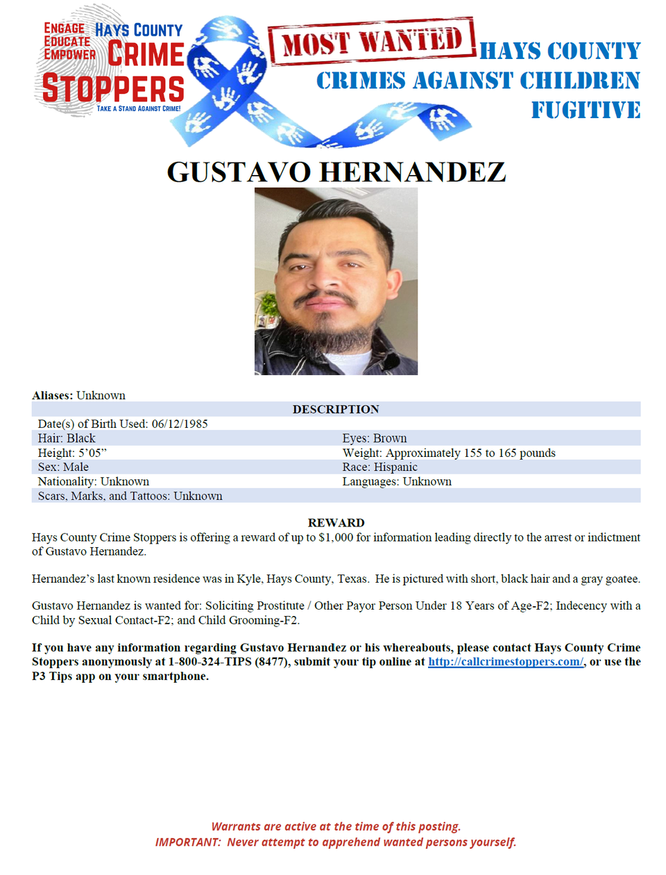 Hernandez most wanted poster