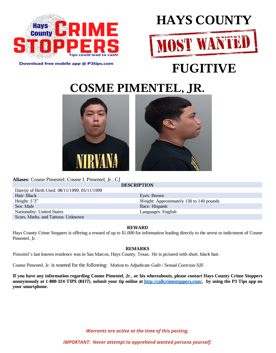Pimentel most wanted poster