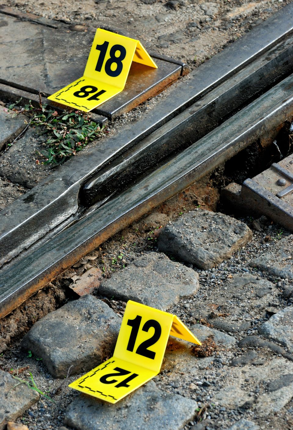 Vistacreate 81597938 stock photo crime scene evidence markers near to rails