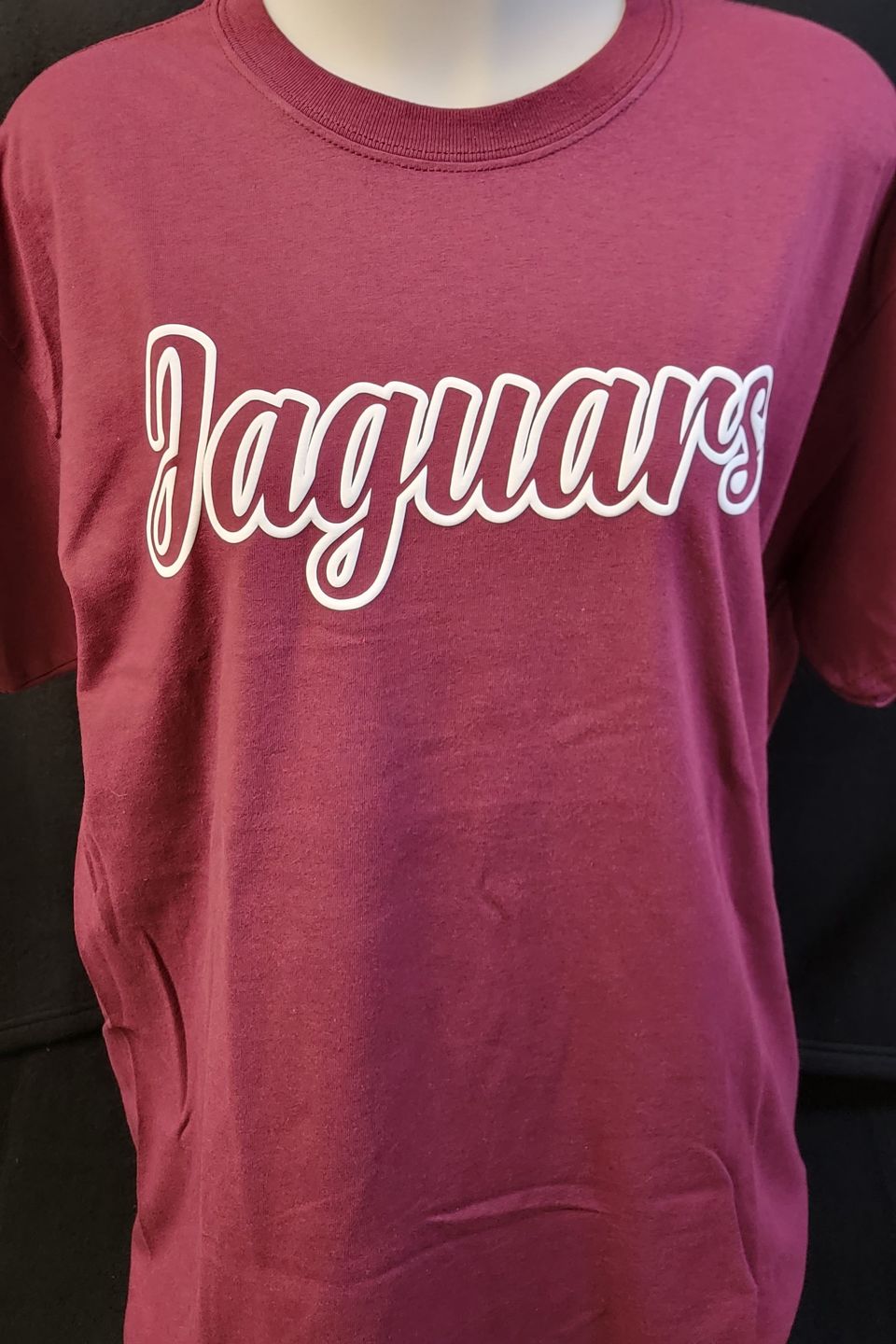 Direct to Film (DTF) example by SaRi's Creations - Jaguars on burgundy shirt. 