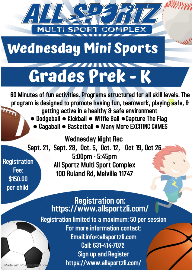 Wednesday Mini Sports Grades PreK-K - AllSportz