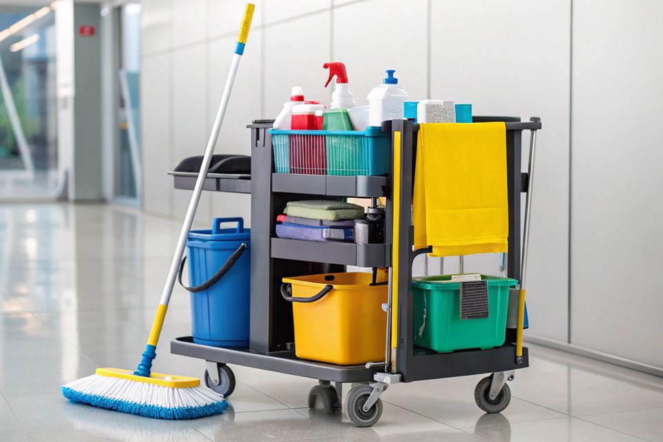 Professional janitorial team cleaning in a NYC apartment building