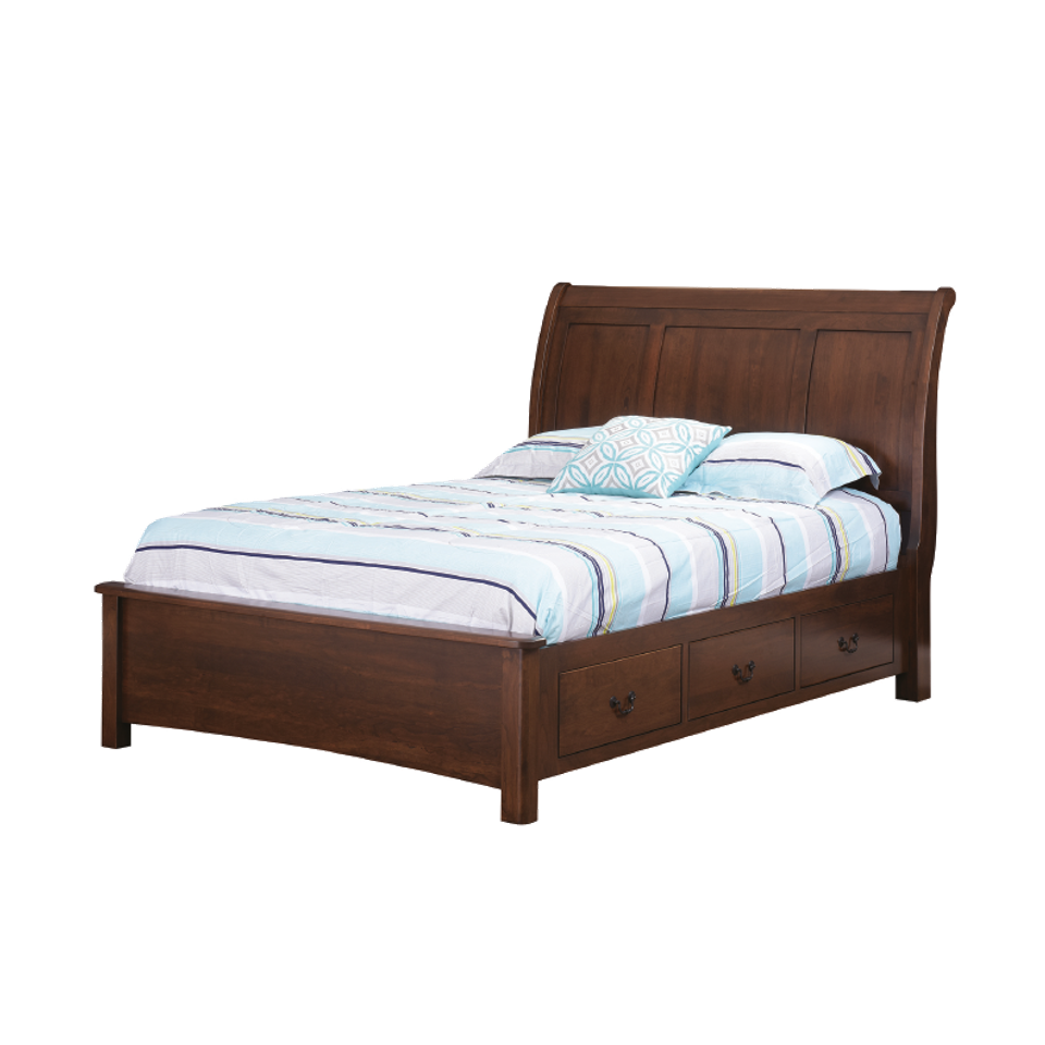 Trf hyde park queen bed low footboard drawers