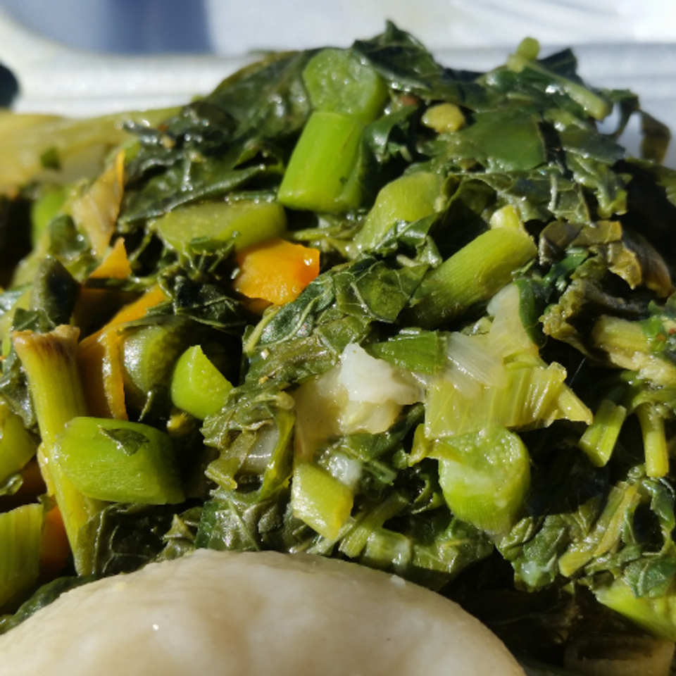 Yaad Style Jerk House Callaloo meal