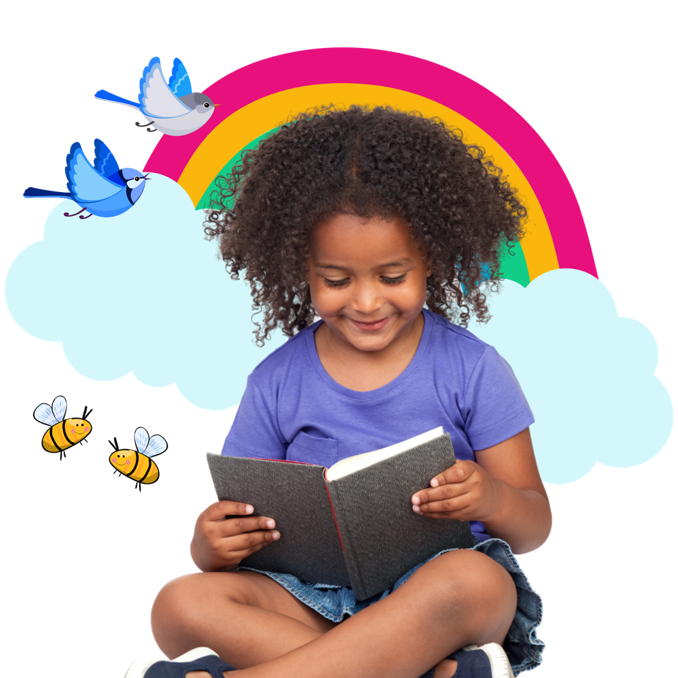 Reading child rainbow