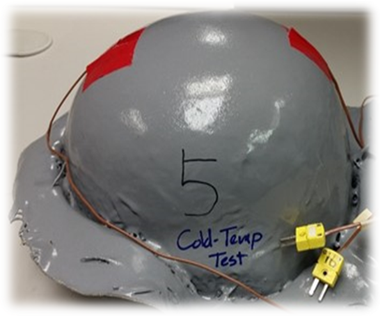 Helmet cold temp test