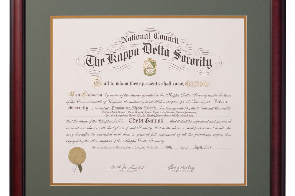 Kd charter framed