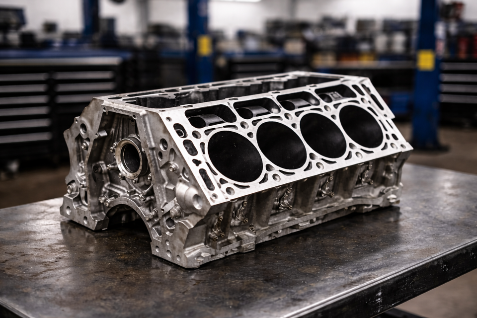 Precision in aluminum v8 engine block