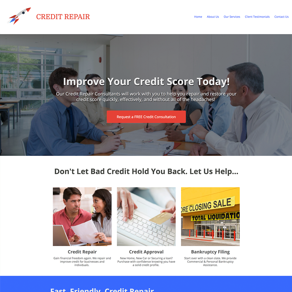 Credit repair business website design theme