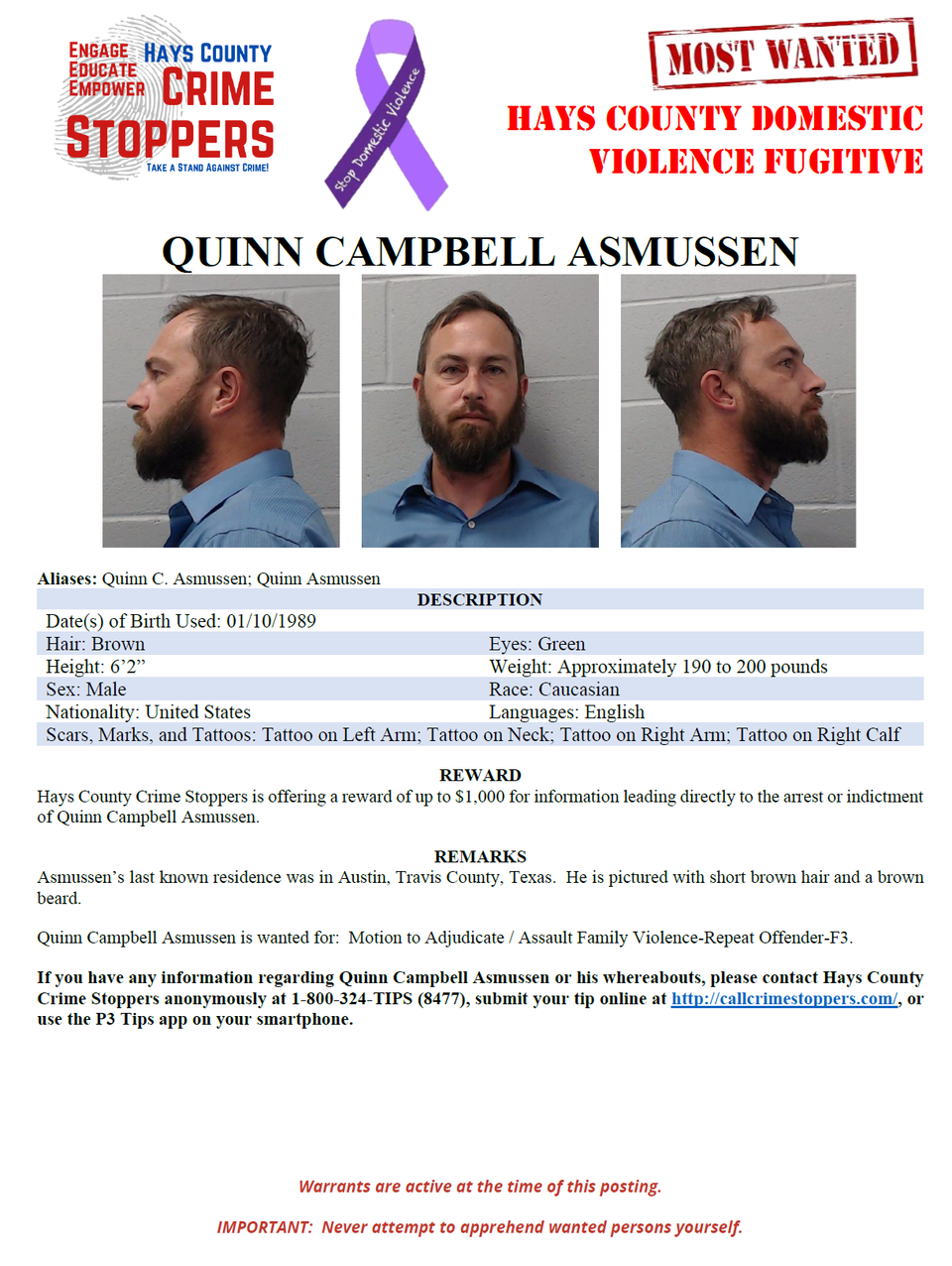 Asmussen most wanted poster