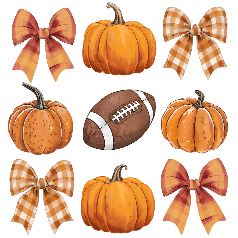 Seasons   fall bows pumpkins and football