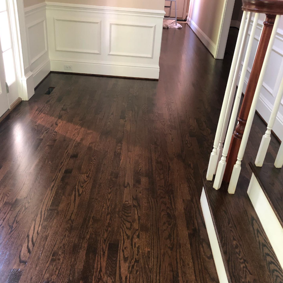 Dark hardwood floor hallway