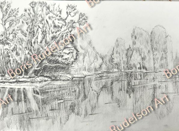 Pencil. Lake