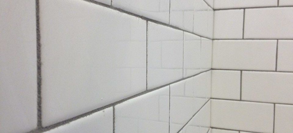 Close up of white subway tile