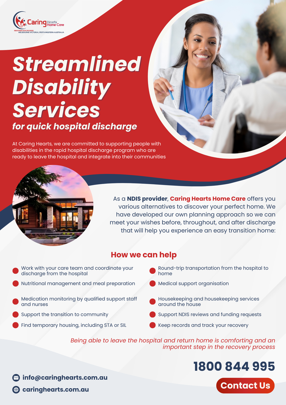 Caring Hearts NDIS Streamlined Disability Services for quick hospital discharge Melbourne
