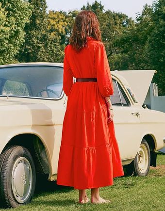 Flowy v neck maxi shirt dress – lightweight  ruffled   pocket friendly for effortless style 8