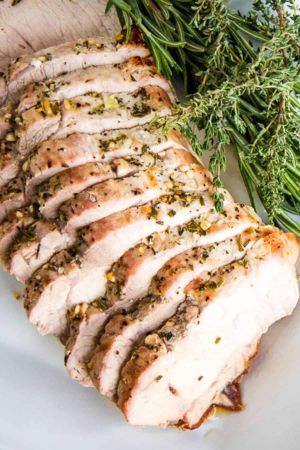 Pork loin sliced