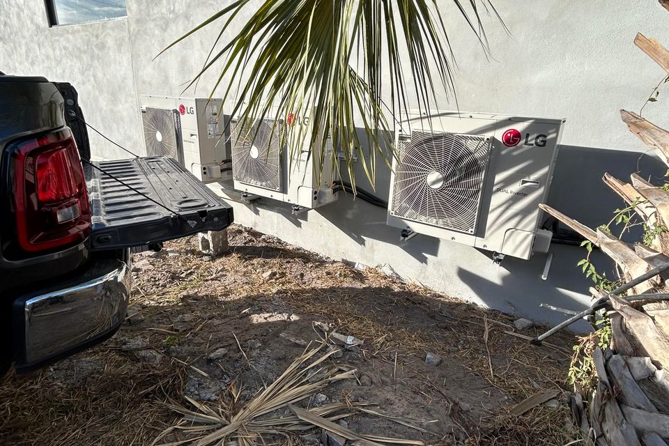 Exterior view of a building that has several LG Split Unit air conditioners installed by Angel's Air