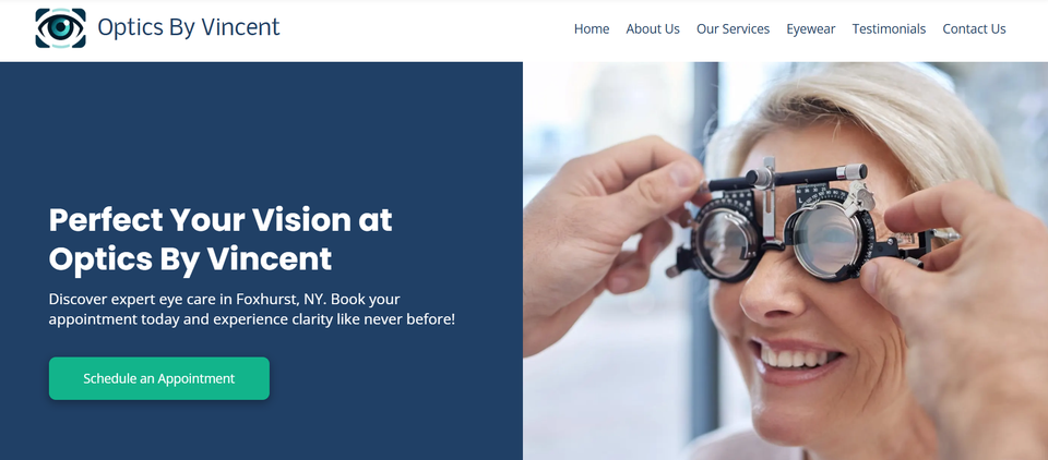 Optics by vincient website demo screenshot   bronx  ny 