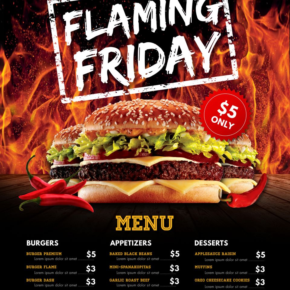 Hot spicy fast food menu table talker