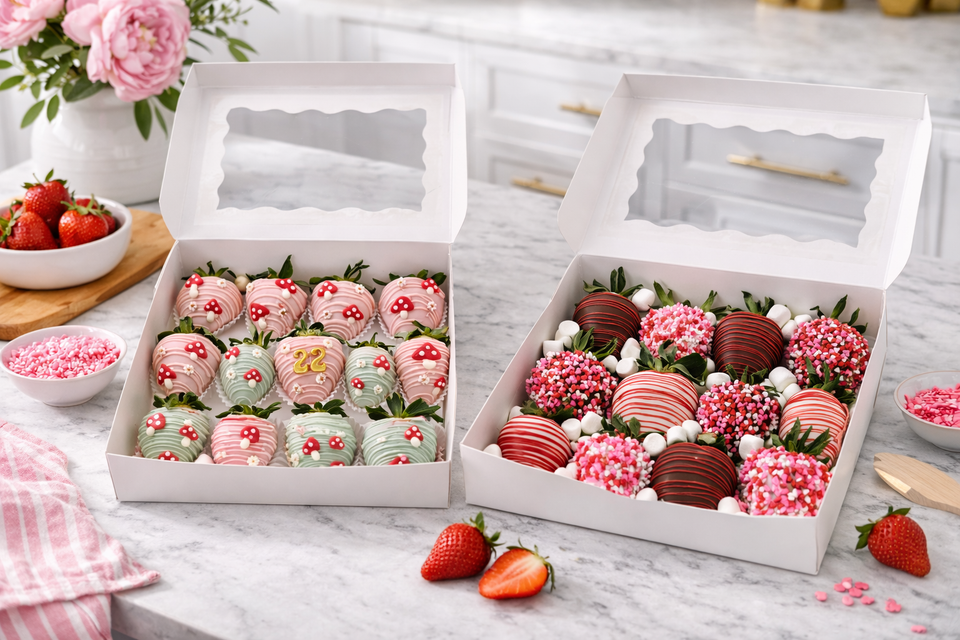 strawberry boxes on countertop 