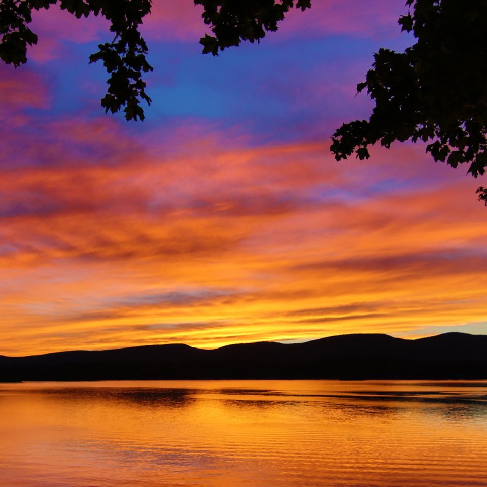 20x38   debbie  fall sunset at pontoosuc