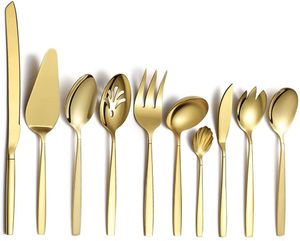 All gold servingware with white background