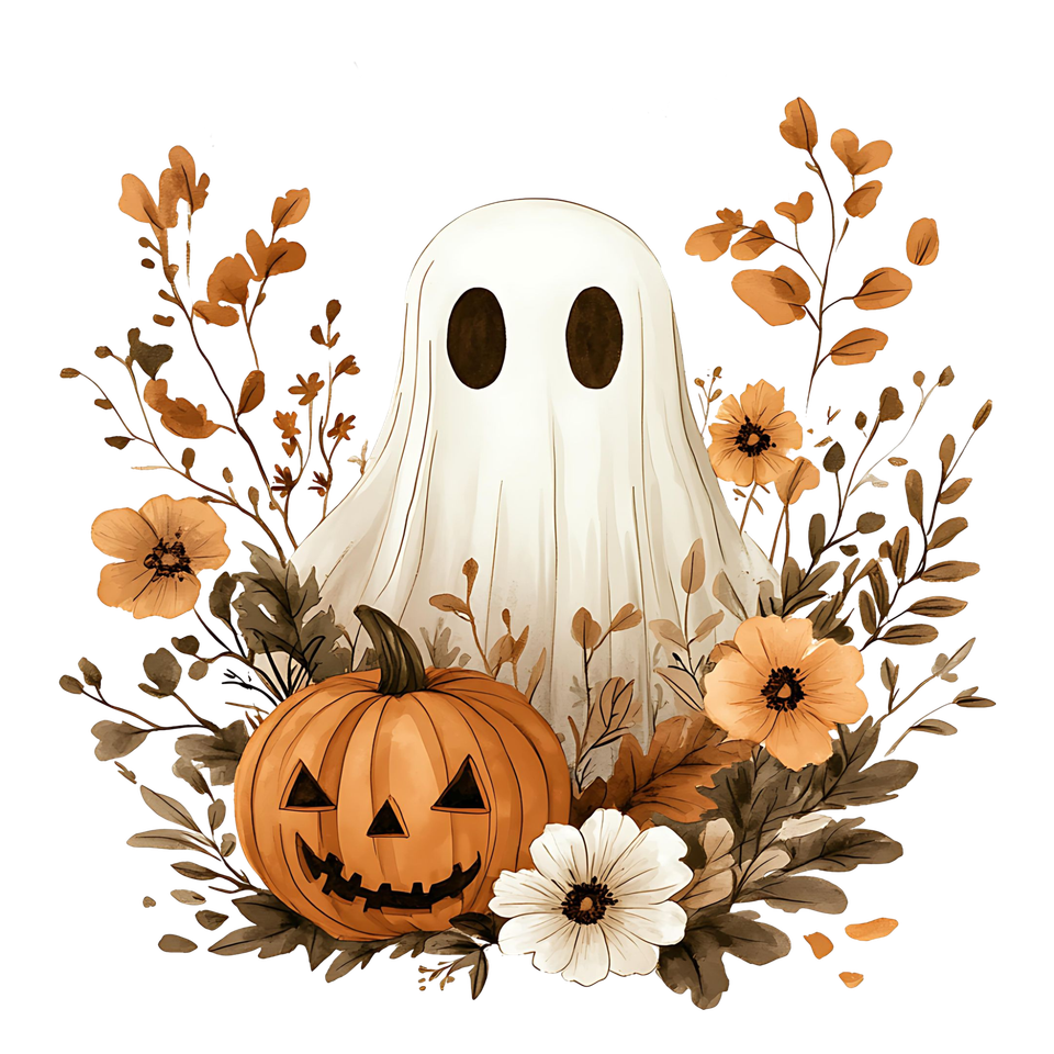 Seasons   halloween   floral ghost