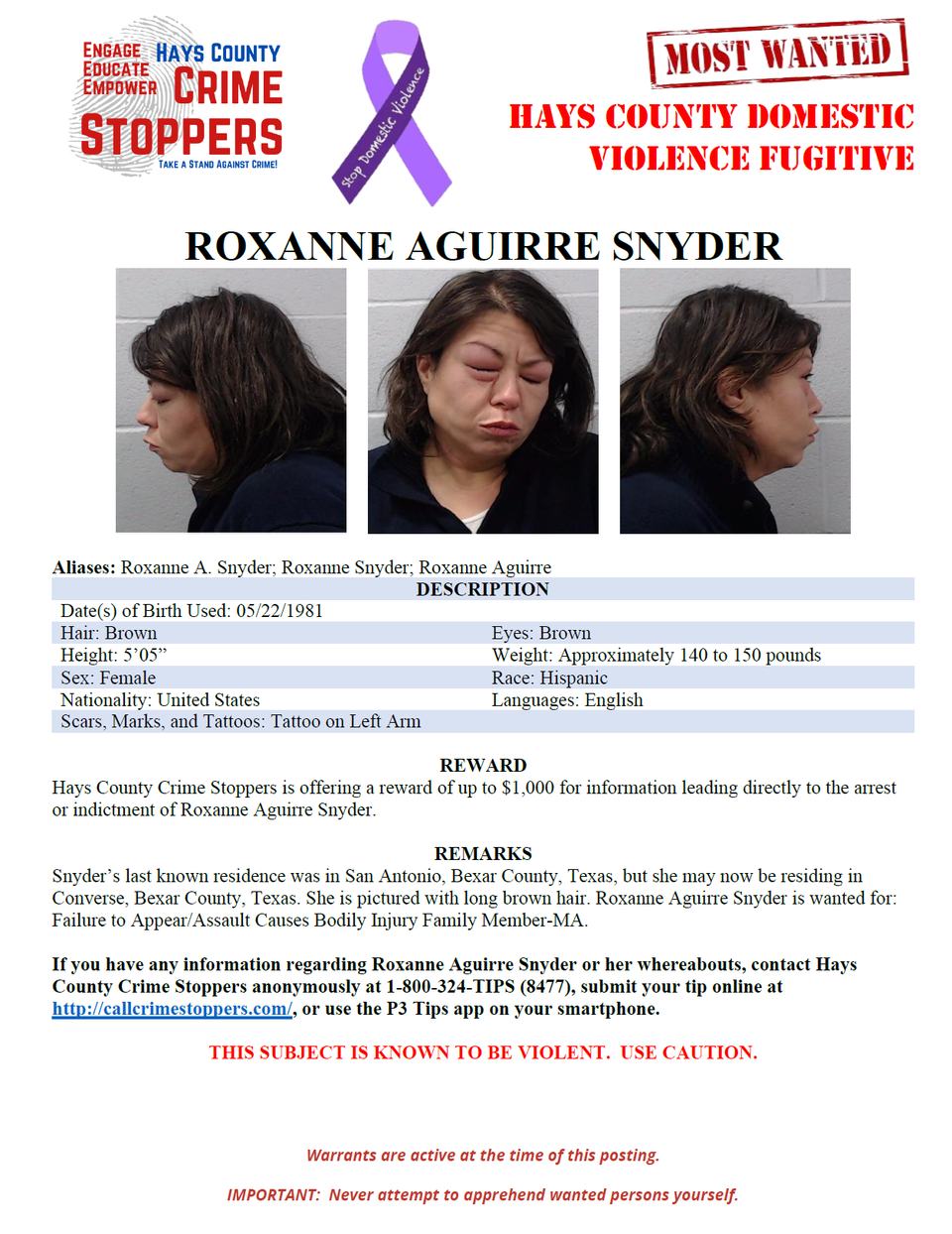 Snyder most wanted poster
